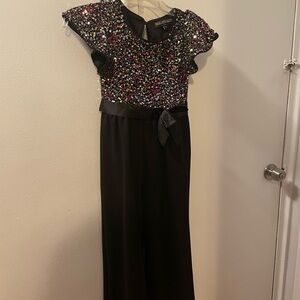 Three Hearts Silver Sequin Jumpsuit Cocktail